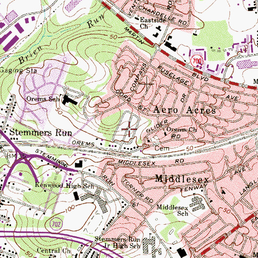 Topographic Map of Ken Lee Mobile Home Courts, MD