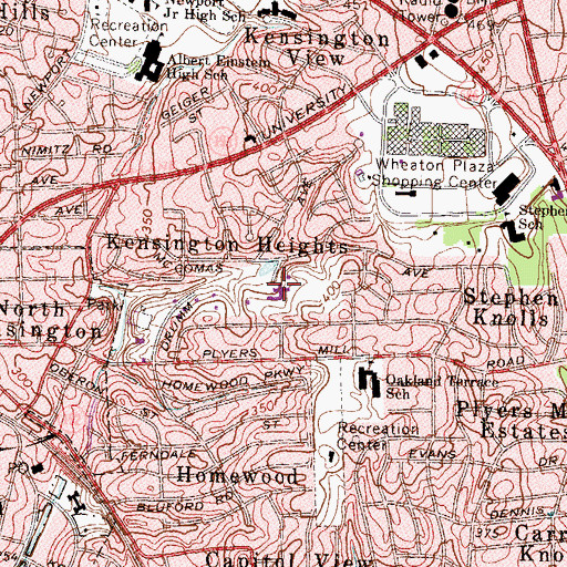 Topographic Map of Kensington Nursing and Rehabilitation Center, MD