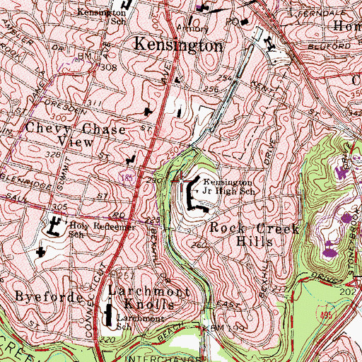 Topographic Map of Kensington Park Assisted Living Center, MD