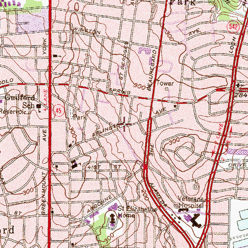 Topographic Map of Kingsway Bible Baptist Church, MD