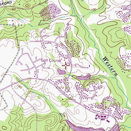 Topographic Map of Lake Arbor Golf Club, MD