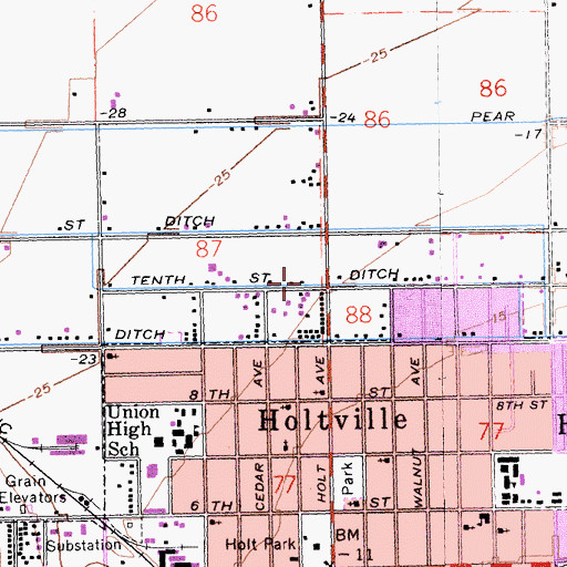 Topographic Map of Tenth Street Ditch, CA