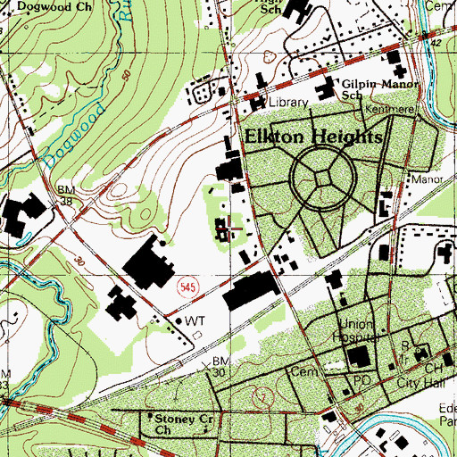 Topographic Map of Laurelwood Health Care Center at Elkton, MD