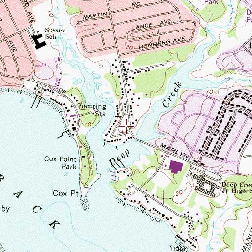 Topographic Map of Len Mar Community, MD