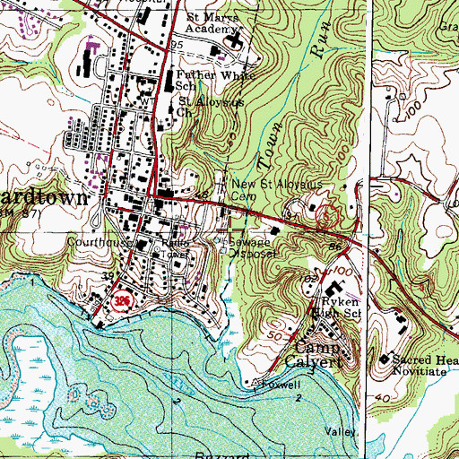 Topographic Map of Leonardtown Wastewater Treatment Plant, MD