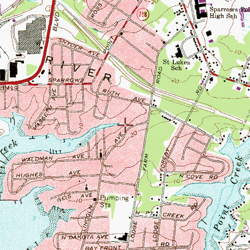 Topographic Map of Lincoln Mobile Home Park, MD