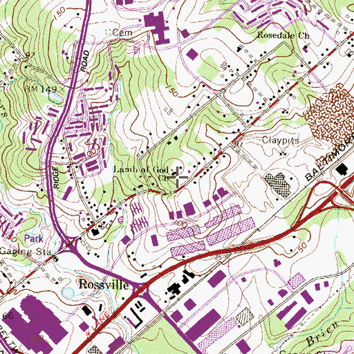Topographic Map of Living Water Evangelical Church, MD
