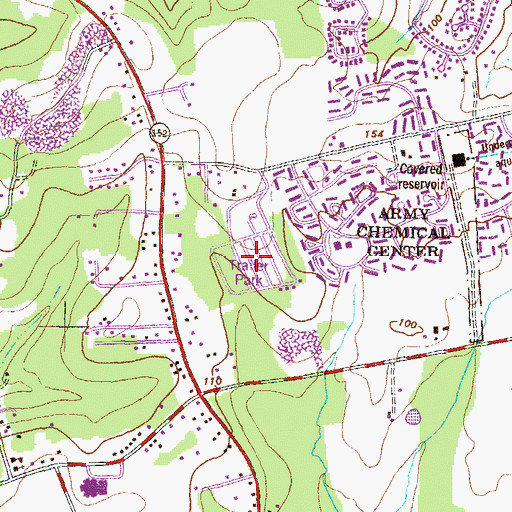 Topographic Map of Magnolia Estates Mobile Home Park, MD
