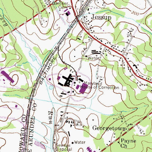 Topographic Map of Maryland Correctional Institution Jessup, MD