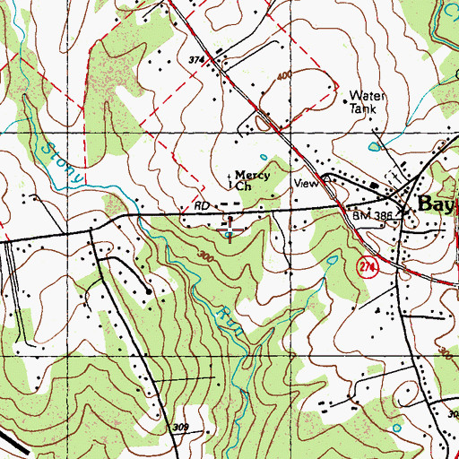 Topographic Map of Mercy Missionary Baptist Church, MD