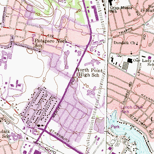 Topographic Map of Merritt Park Baptist Church, MD
