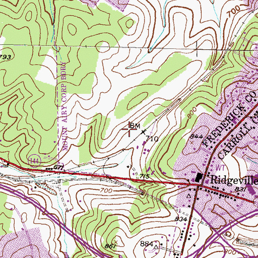 Topographic Map of Mount Airy Industrial Park, MD