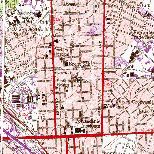 Topographic Map of Mount Carmel Baptist Church, MD