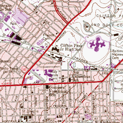 Topographic Map of Mount Hebron Baptist Church, MD