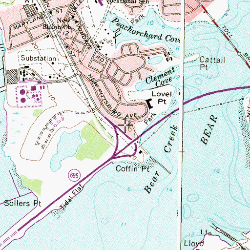 Topographic Map of Mount Olive Baptist Church, MD