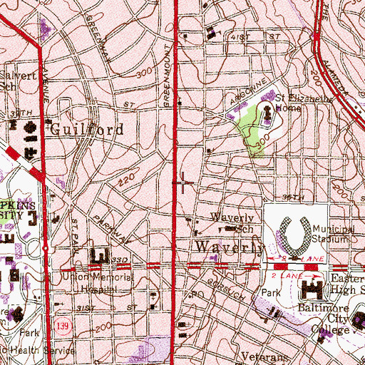 Topographic Map of Mount Oliver Missionary Baptist Church, MD