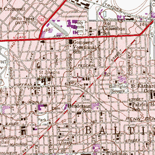 Topographic Map of Mount Tabor Baptist Church, MD