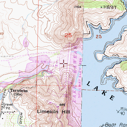 Topographic Map of Terminus Dam, CA