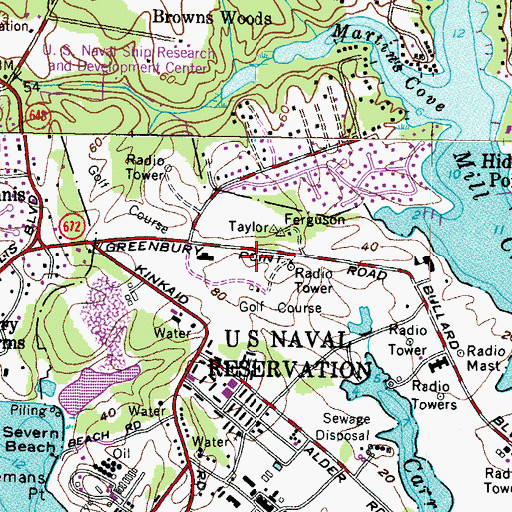 Topographic Map of Naval Academy Golf Course, MD