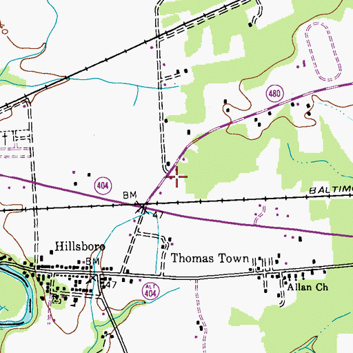 Topographic Map of New Hope Baptist Church, MD