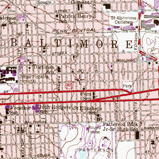 Topographic Map of New Lebanon Calvary Baptist Church, MD