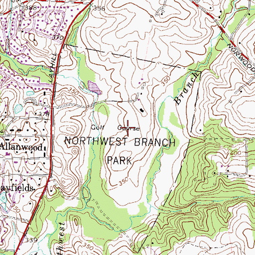 Topographic Map of Northwest Park Golf Course, MD