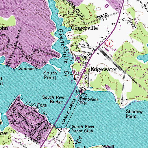 Topographic Map of Oak Grove Marina, MD