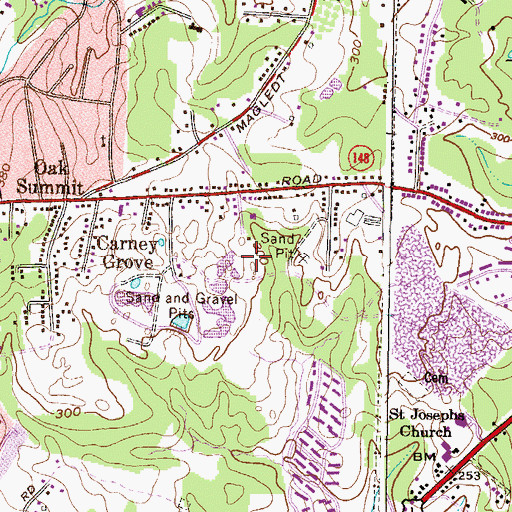 Topographic Map of Oakcrest Village Assisted Living Center, MD