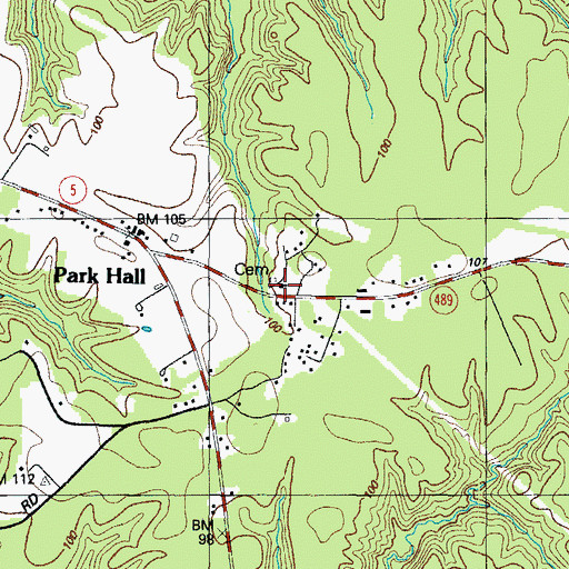 Topographic Map of Park Hall True Holiness Church, MD