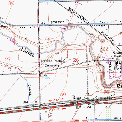 Topographic Map of Terrace Park Cemetery, CA