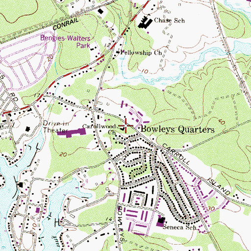 Topographic Map of Peninsula Baptist Church, MD