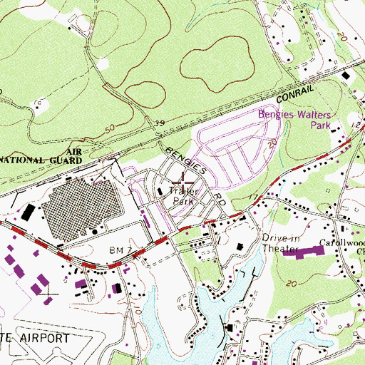 Topographic Map of Peppermint Woods Mobile Home Park, MD