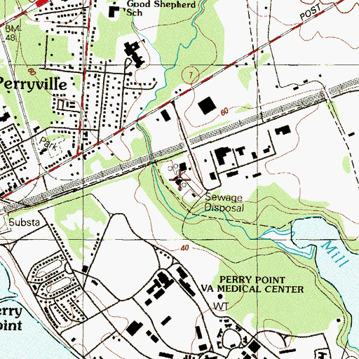 Topographic Map of Perryville Wastewater Treatment Plant, MD