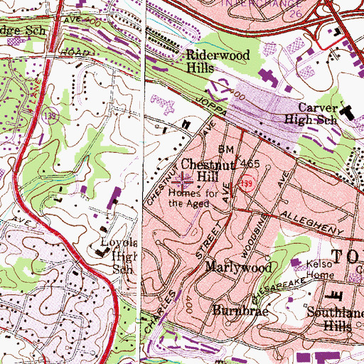 Topographic Map of Pickersgill Retirement Community, MD