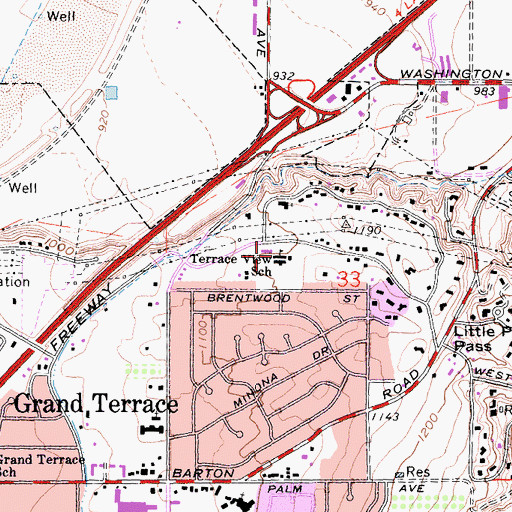 Topographic Map of Terrace View Elementary School, CA