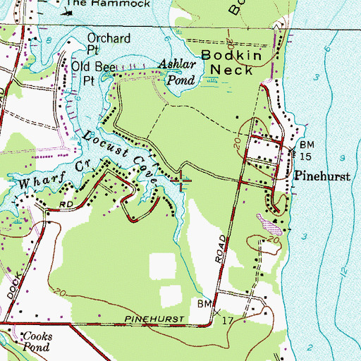 Topographic Map of Pinehurst Landing Marina, MD