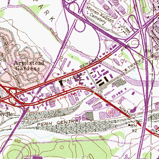 Topographic Map of Pulaski Industrial Area, MD