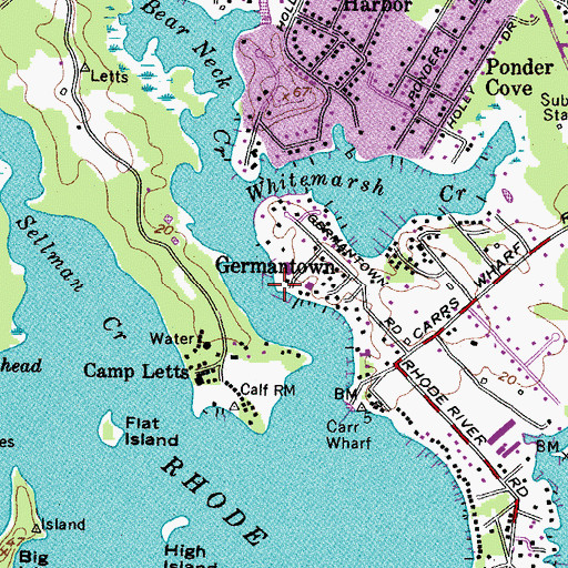 Topographic Map of Rhode River Marina, MD