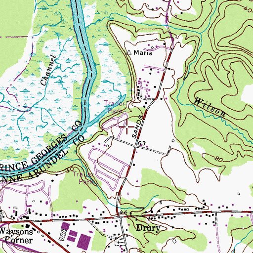 Topographic Map of Rio Vista Plaza Mobile Home Park, MD