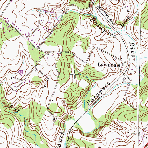 Topographic Map of River Downs Golfers Club, MD