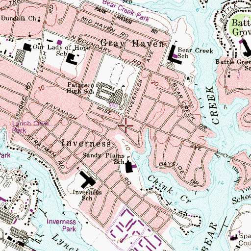 Topographic Map of Salem Baptist Church, MD