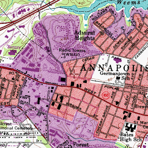 Topographic Map of Second Baptist Church, MD