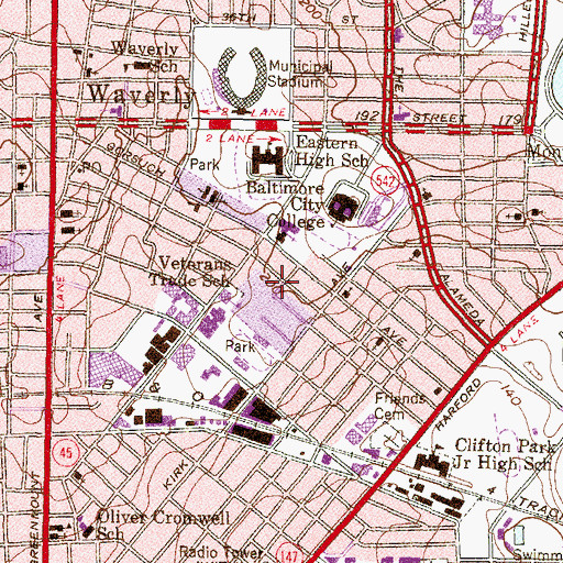 Topographic Map of Second Shiloh Church of Christ, MD