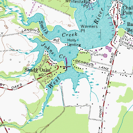 Topographic Map of Shady Oaks Marina, MD