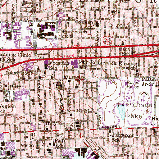 Topographic Map of Spanish Church of God of Baltimore, MD