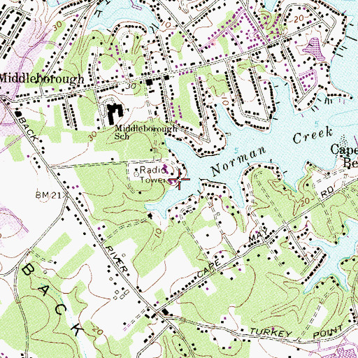 Topographic Map of Sunset Harbor Marina, MD