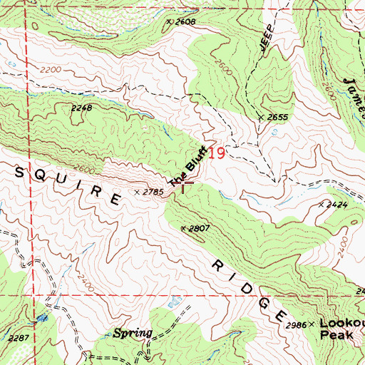 Topographic Map of The Bluff, CA