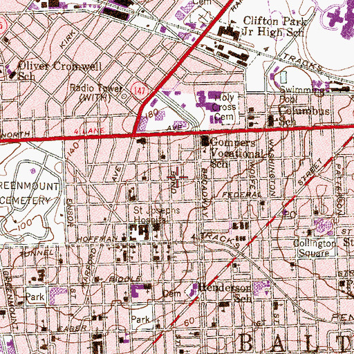 Topographic Map of Tabernacle Church of Deliverance, MD