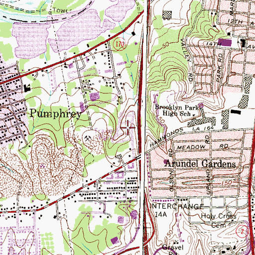 Topographic Map of Terrace View Mobile Estates, MD