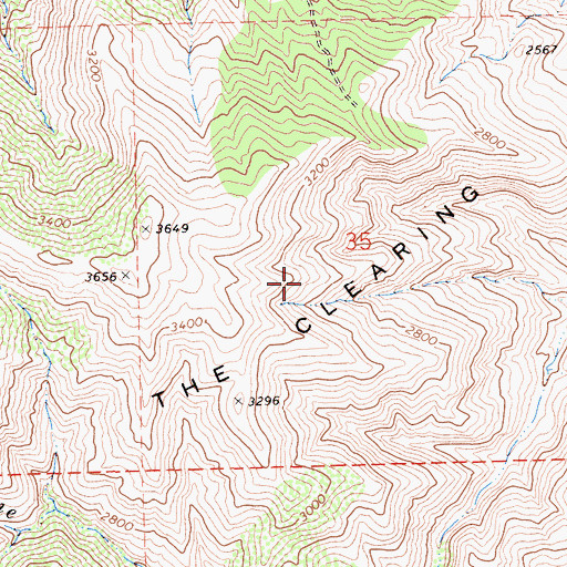 Topographic Map of The Clearing, CA